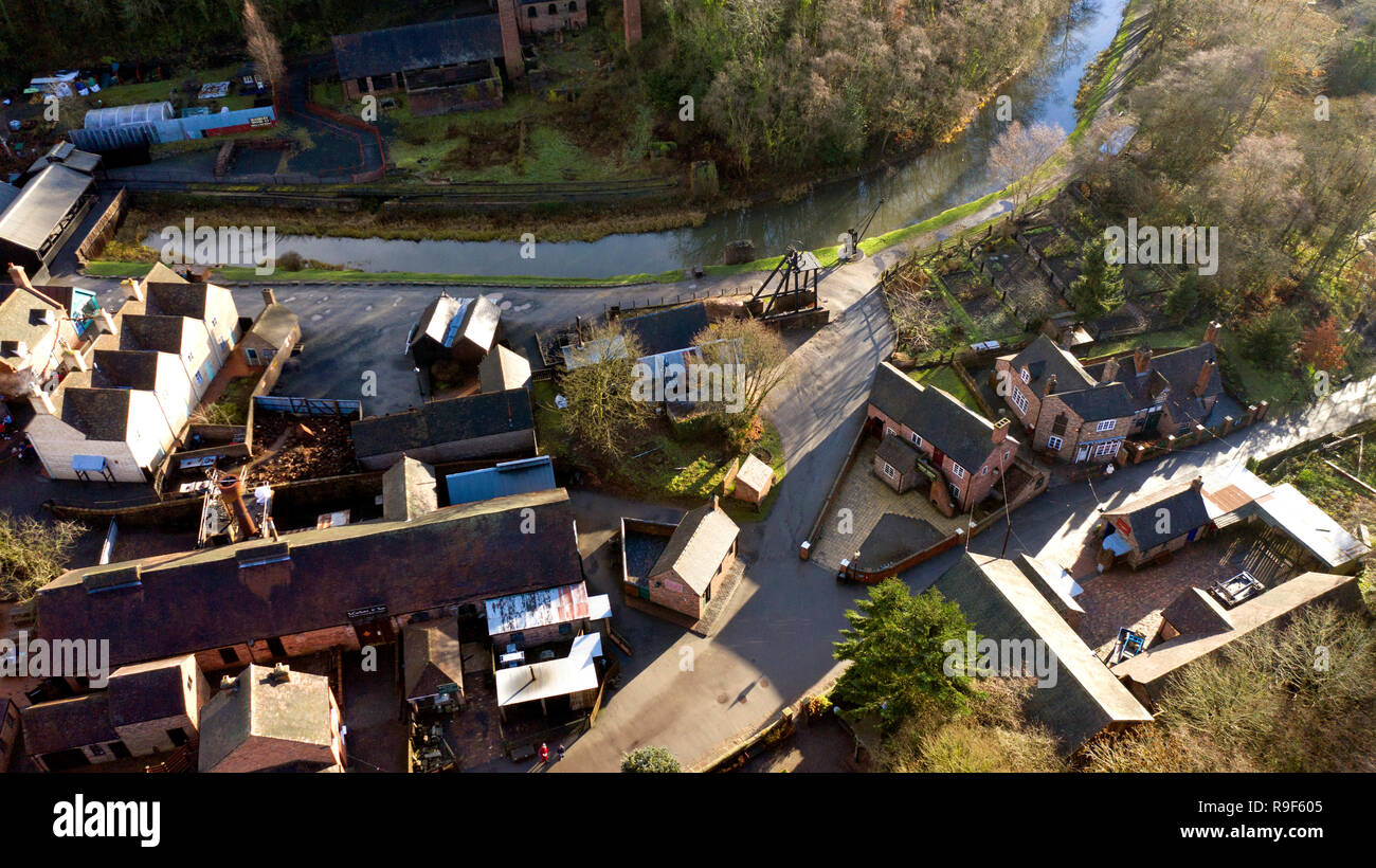 Aerial view of Blists Hill Victorian Town - The Ironbridge Gorge Museums Stock Photo