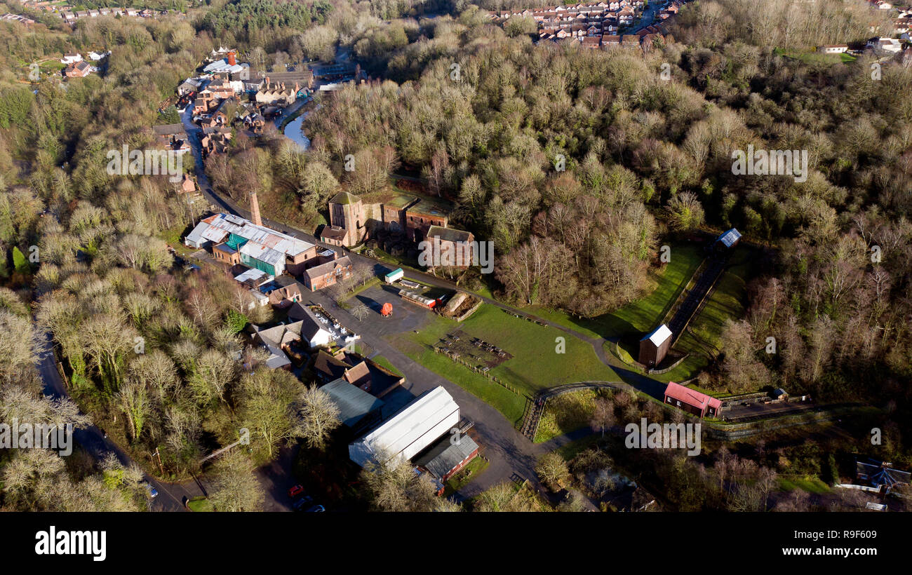 Aerial view of Blists Hill Victorian Town - The Ironbridge Gorge Museums Stock Photo