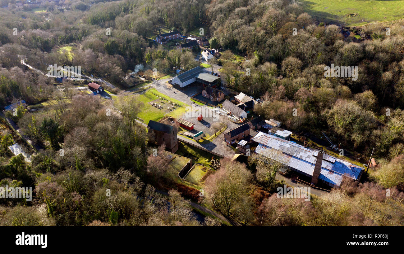 Aerial view of Blists Hill Victorian Town - The Ironbridge Gorge Museums, Britain, Uk Stock Photo