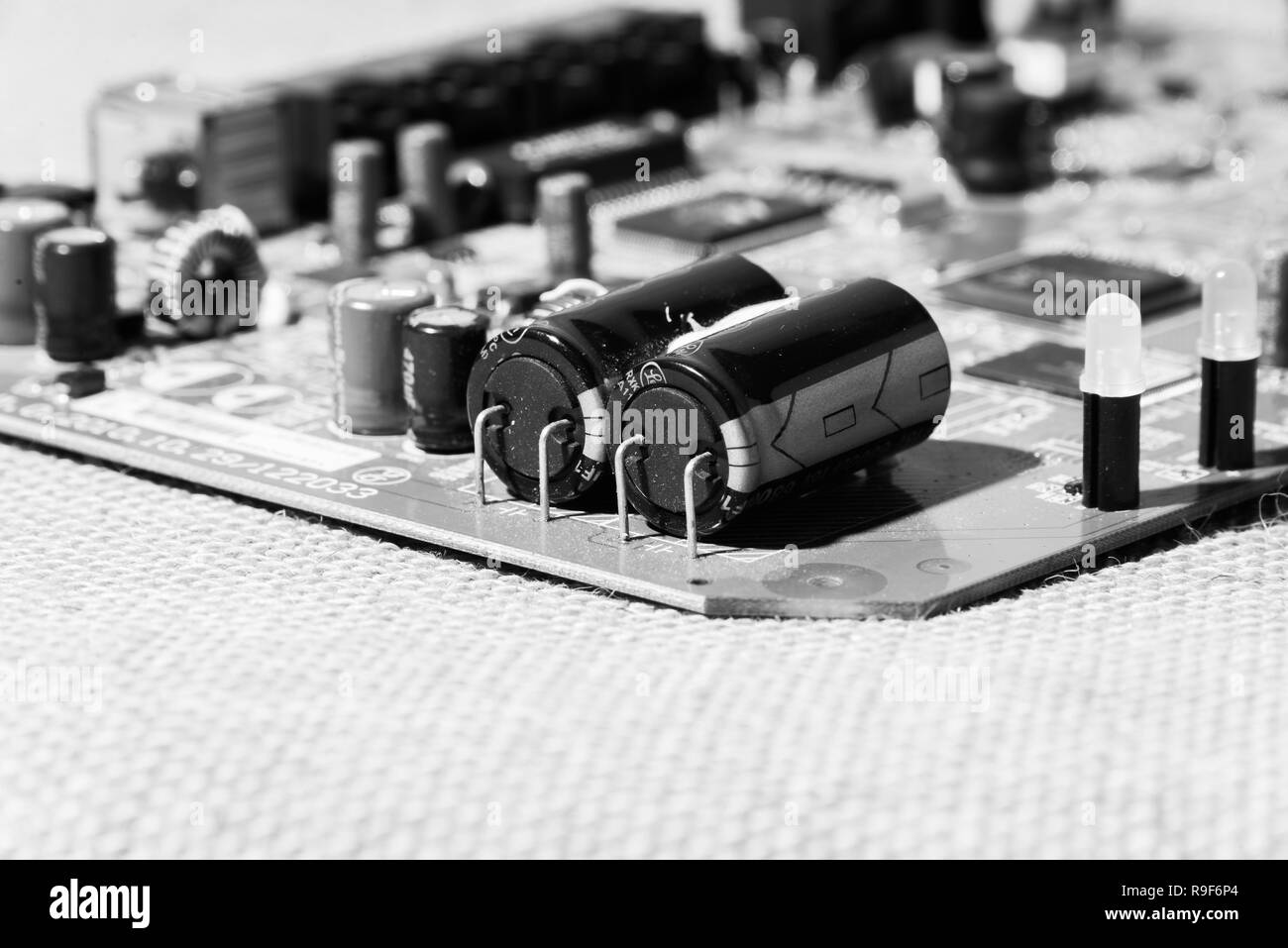 old electronic equipment with black and white style usefull as background Stock Photo