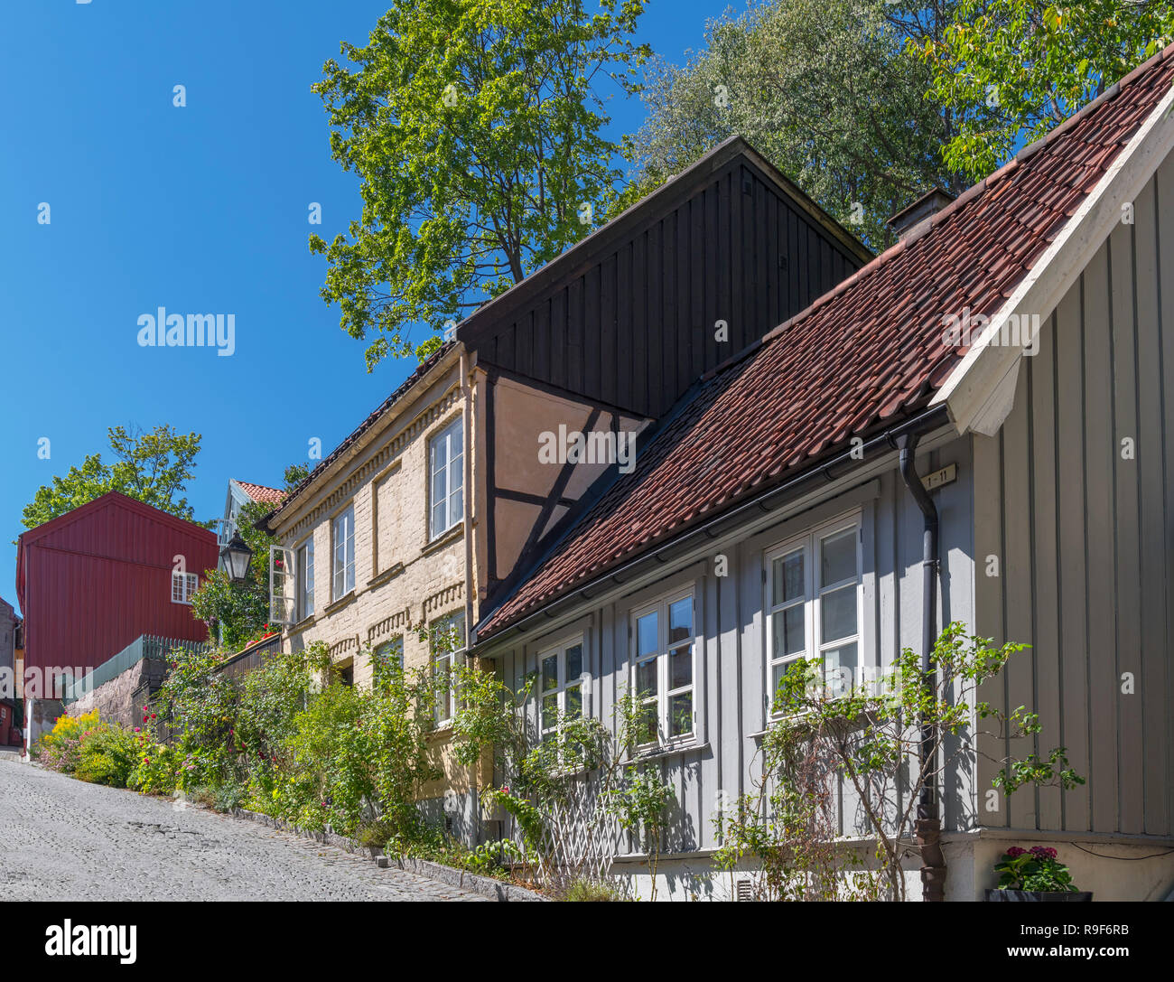 Traditional houses on Damstredet, Oslo, Norway Stock Photo Alamy