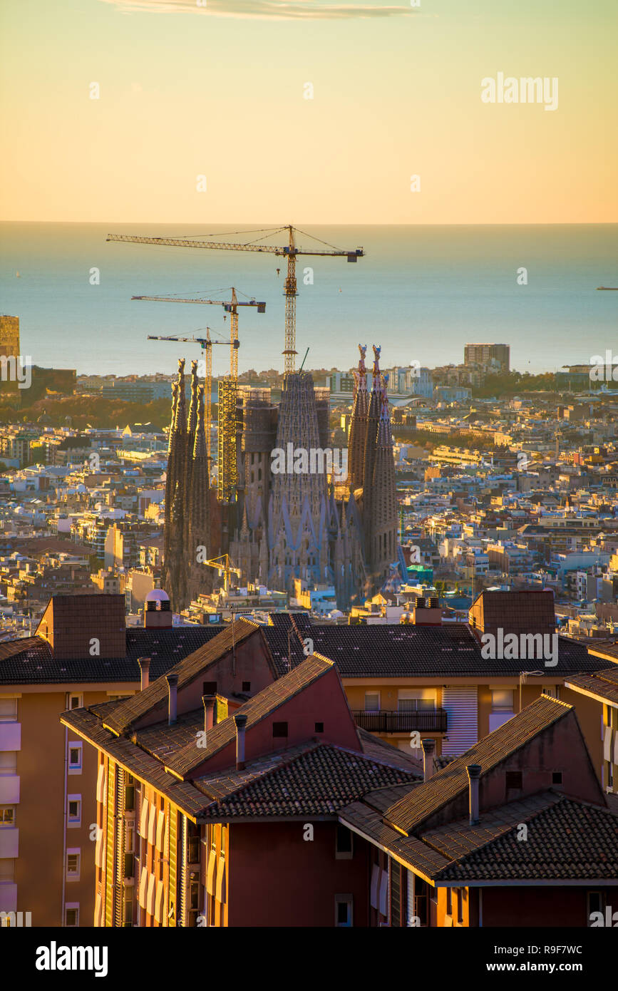 BARCELONA, SPAIN November 24, 2018 La Sagrada Familia's construction in progress. It is on