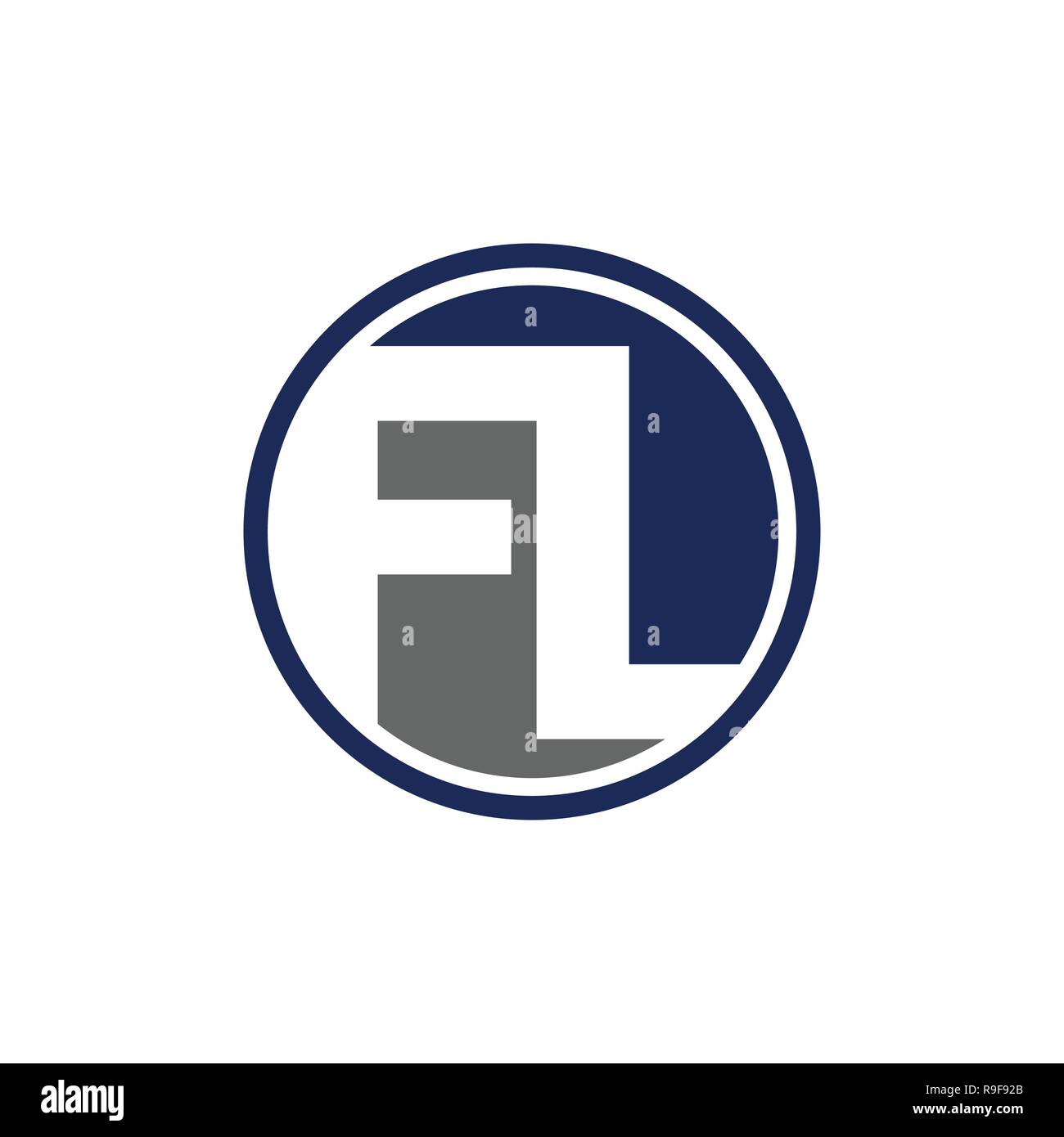 Initial FL letter logo design isolated on white background Stock Vector