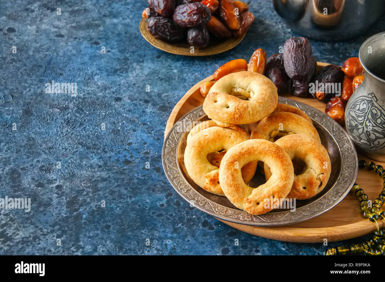 Traditional arabic date ring cookies kaak bi ajwa, popular cookies