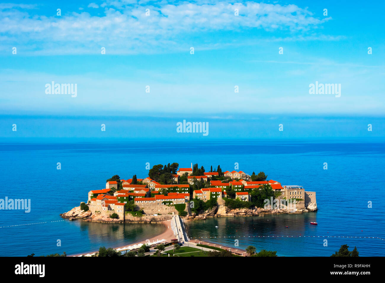 Sveti Stefan in the Adriatic Sea, Budva, Montenegro Stock Photo