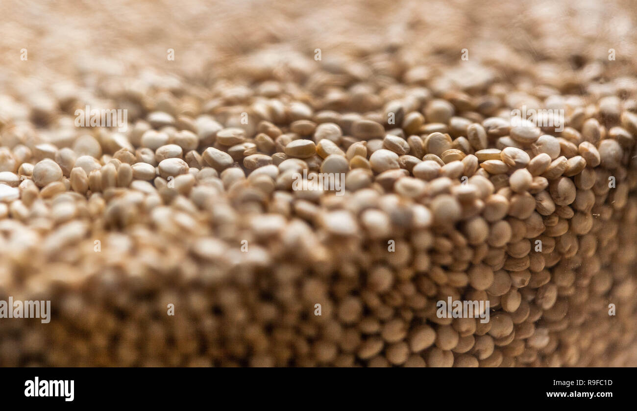 A pile of uncooked pearl barley grains. Stock Photo