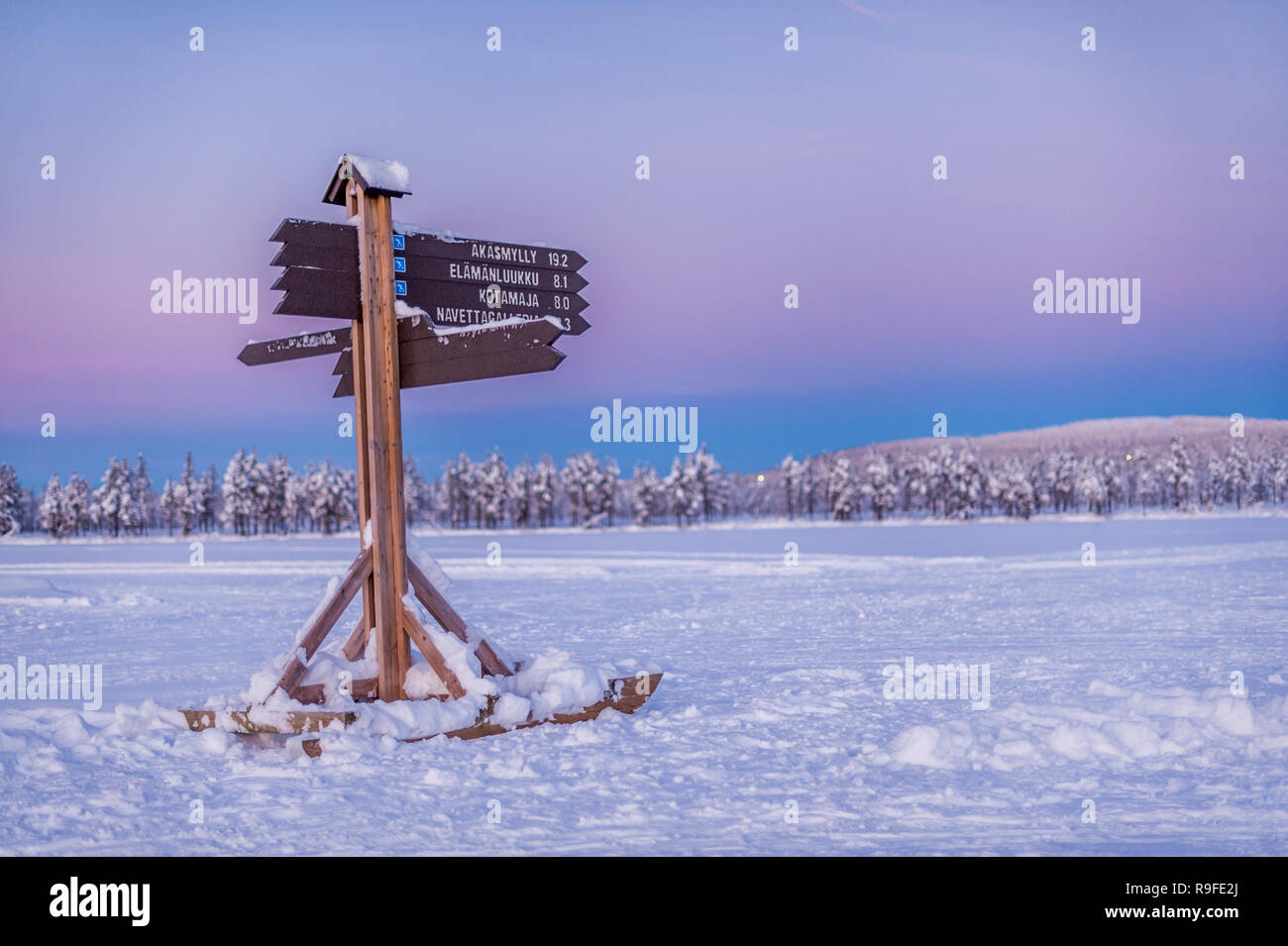 lapland winter scene Stock Photo Alamy