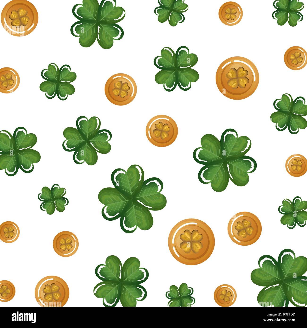 golden coins with clover pattern Stock Vector Image & Art - Alamy