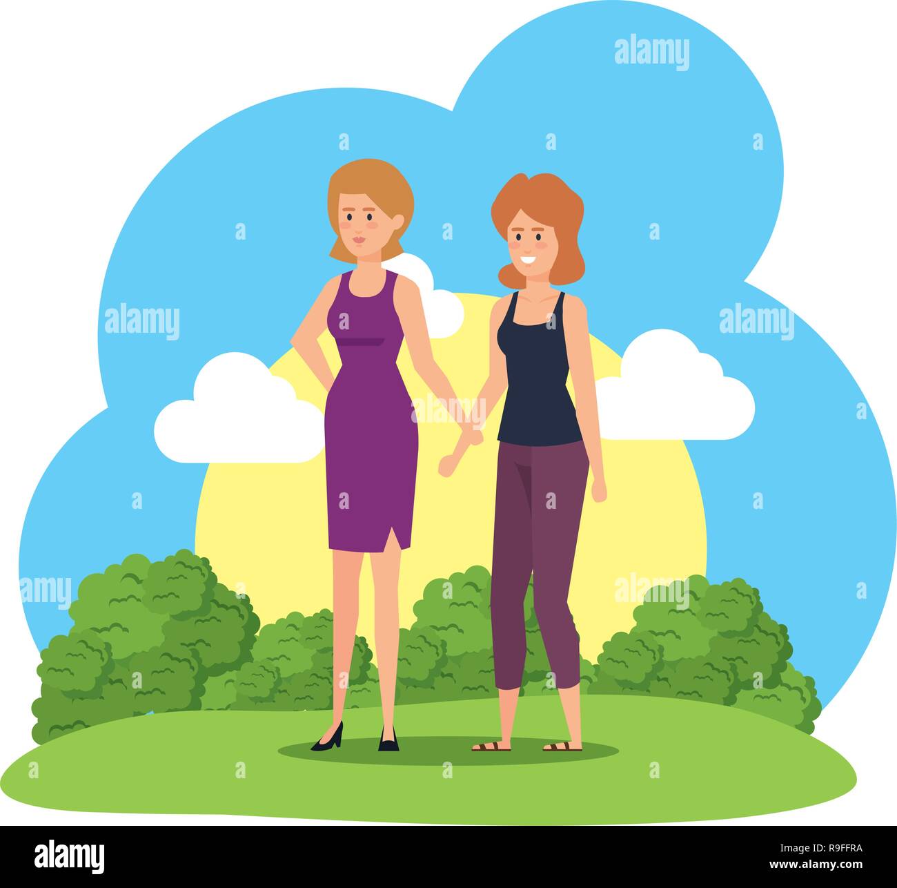 couple of women in the camp characters Stock Vector Image & Art - Alamy