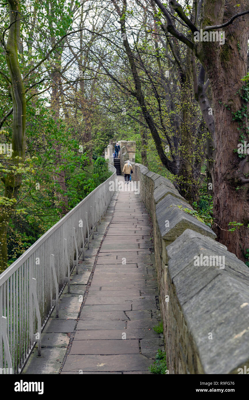 Elevated walkway on York City Walls, (Bar Walls or Roman walls