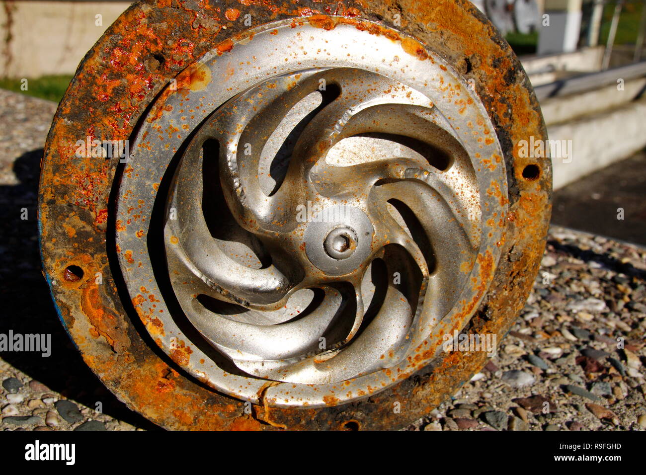 Impeller of a water pump. That impeller is heavily worn by sand Stock Photo  - Alamy