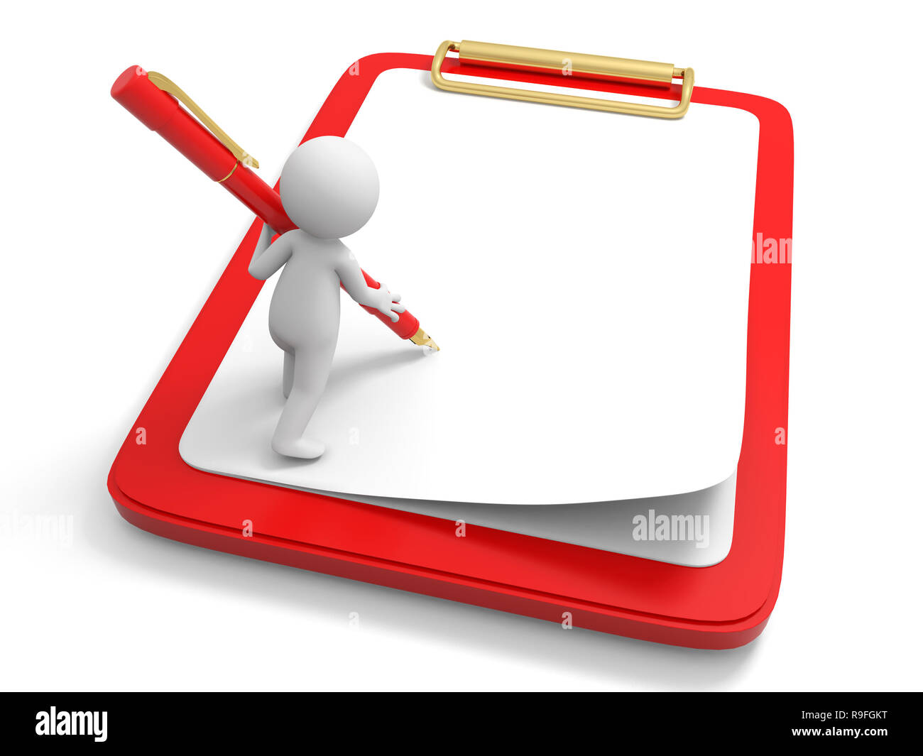 Write,Pen,A person  writing, standing on a board Stock Photo