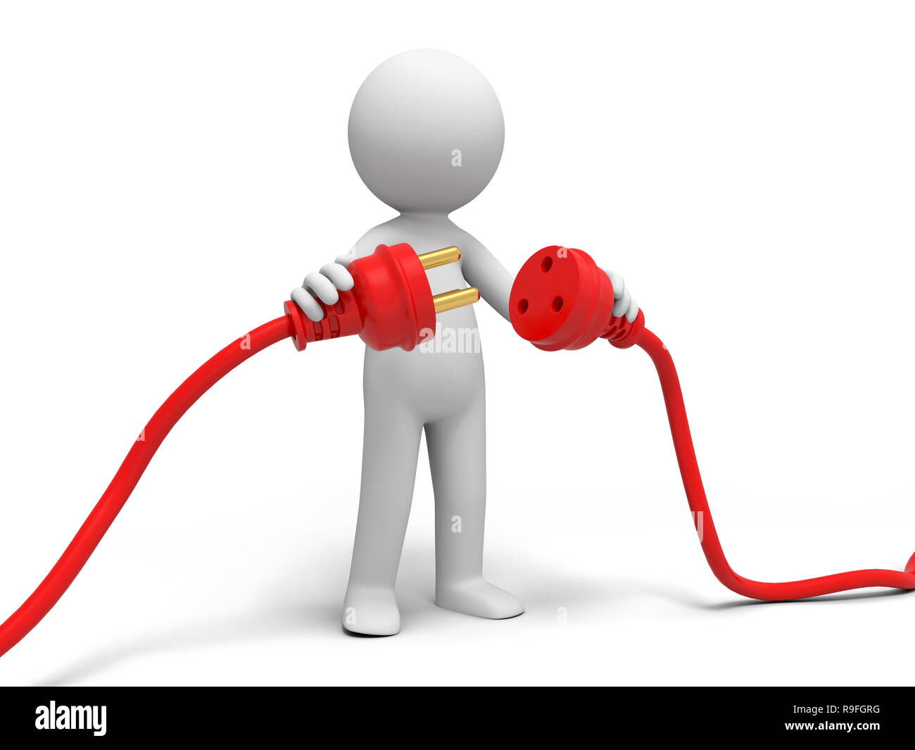 Plug,powder cord,a person connecting plugs Stock Photo