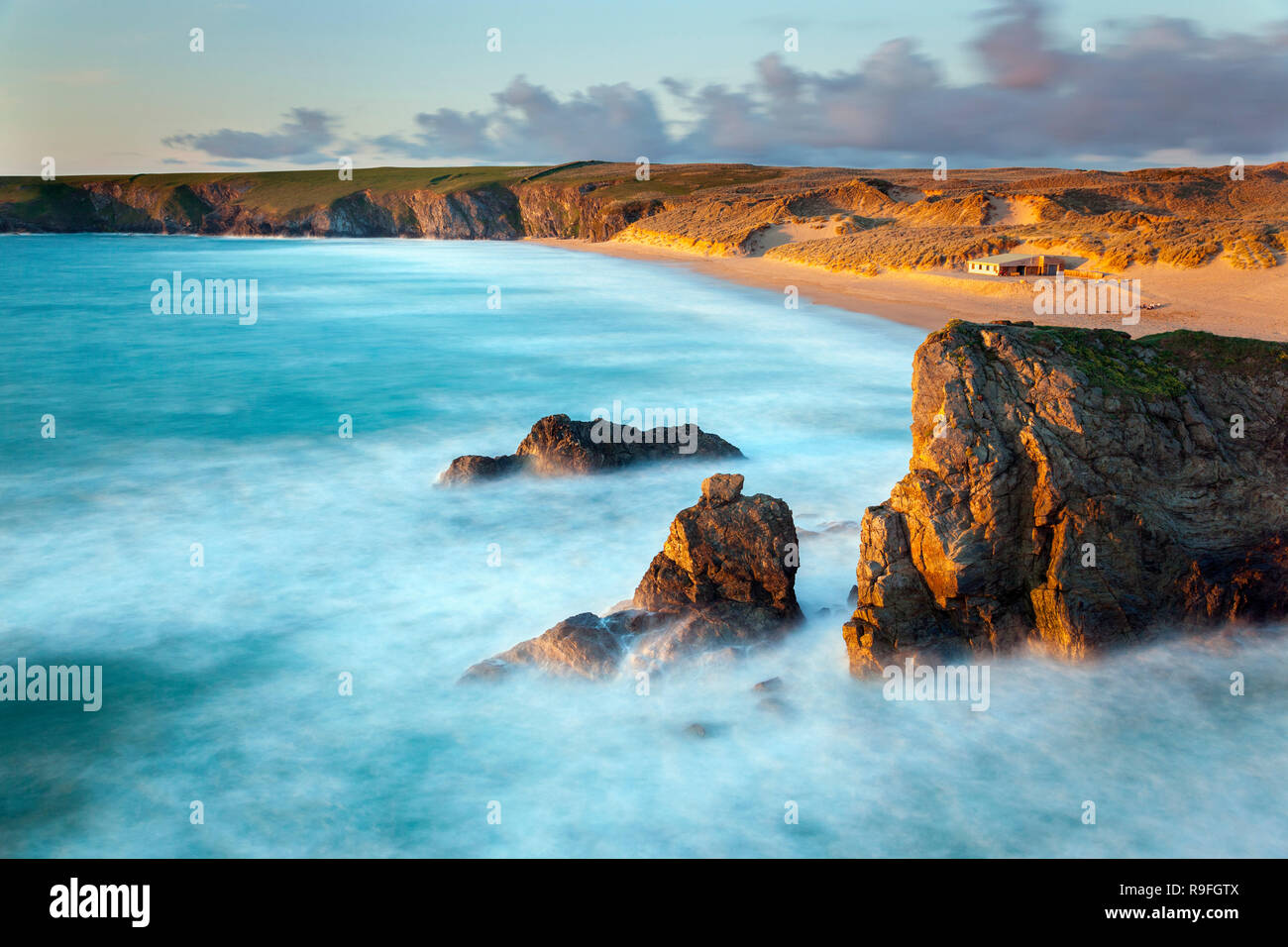 Holywell; Cornwall at Sunset Stock Photo Alamy
