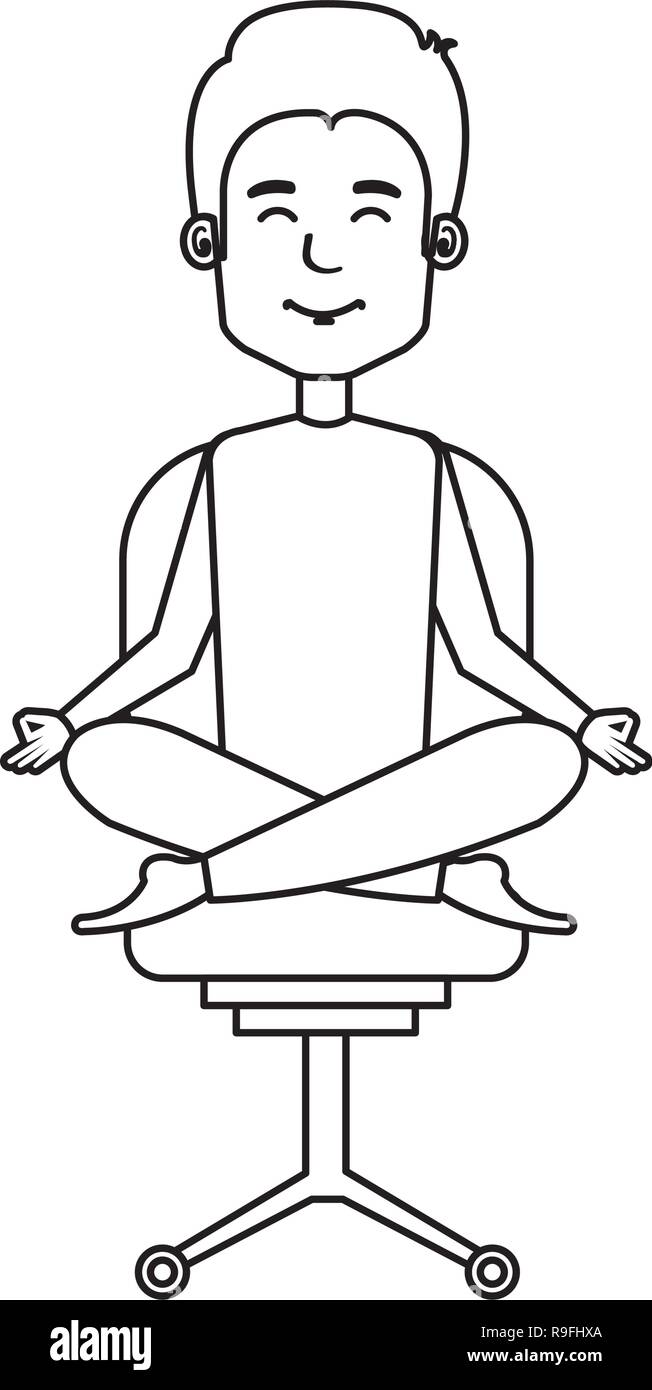 businessman with lotus pose in office chair Stock Vector Image & Art
