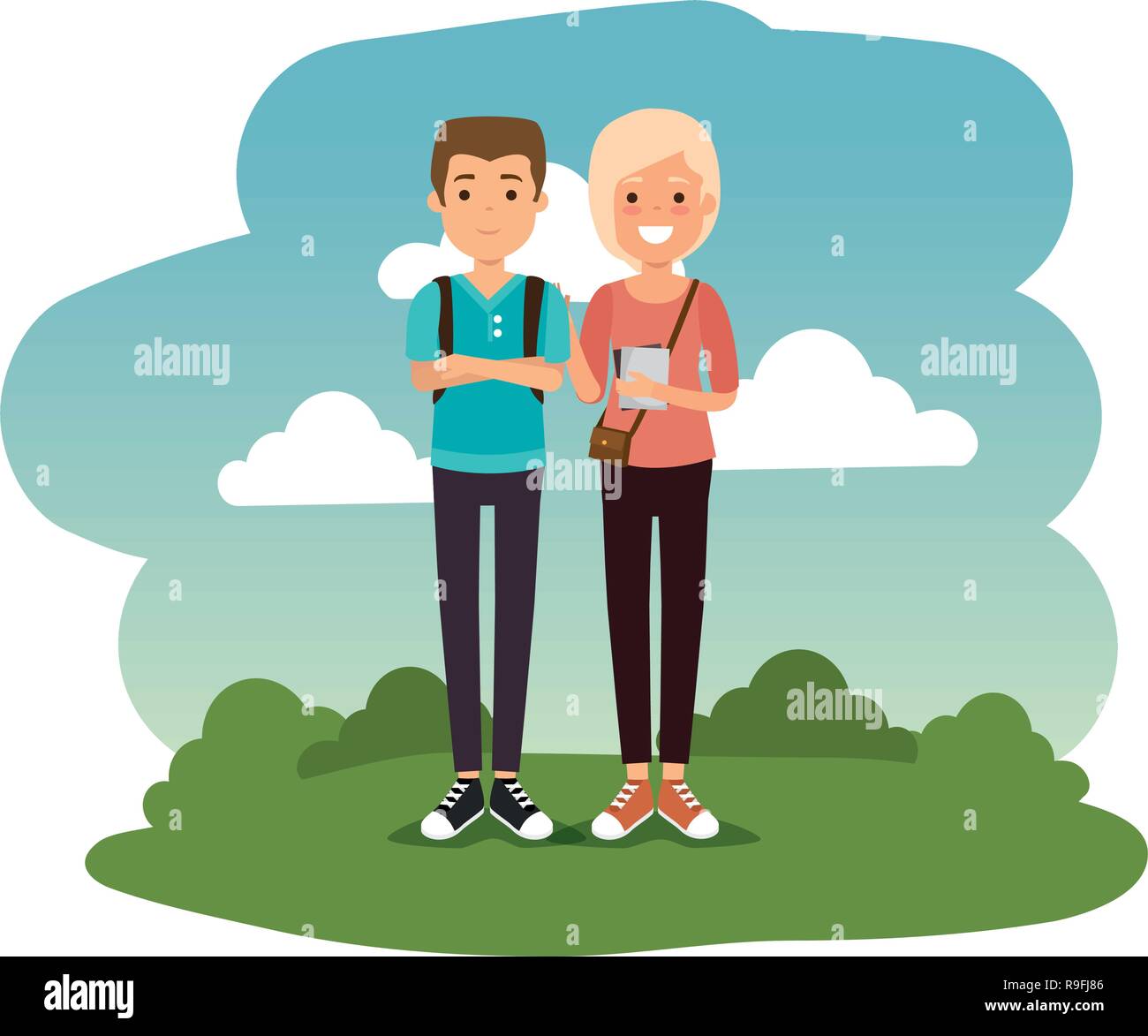 couple in the camp scene Stock Vector Image & Art - Alamy