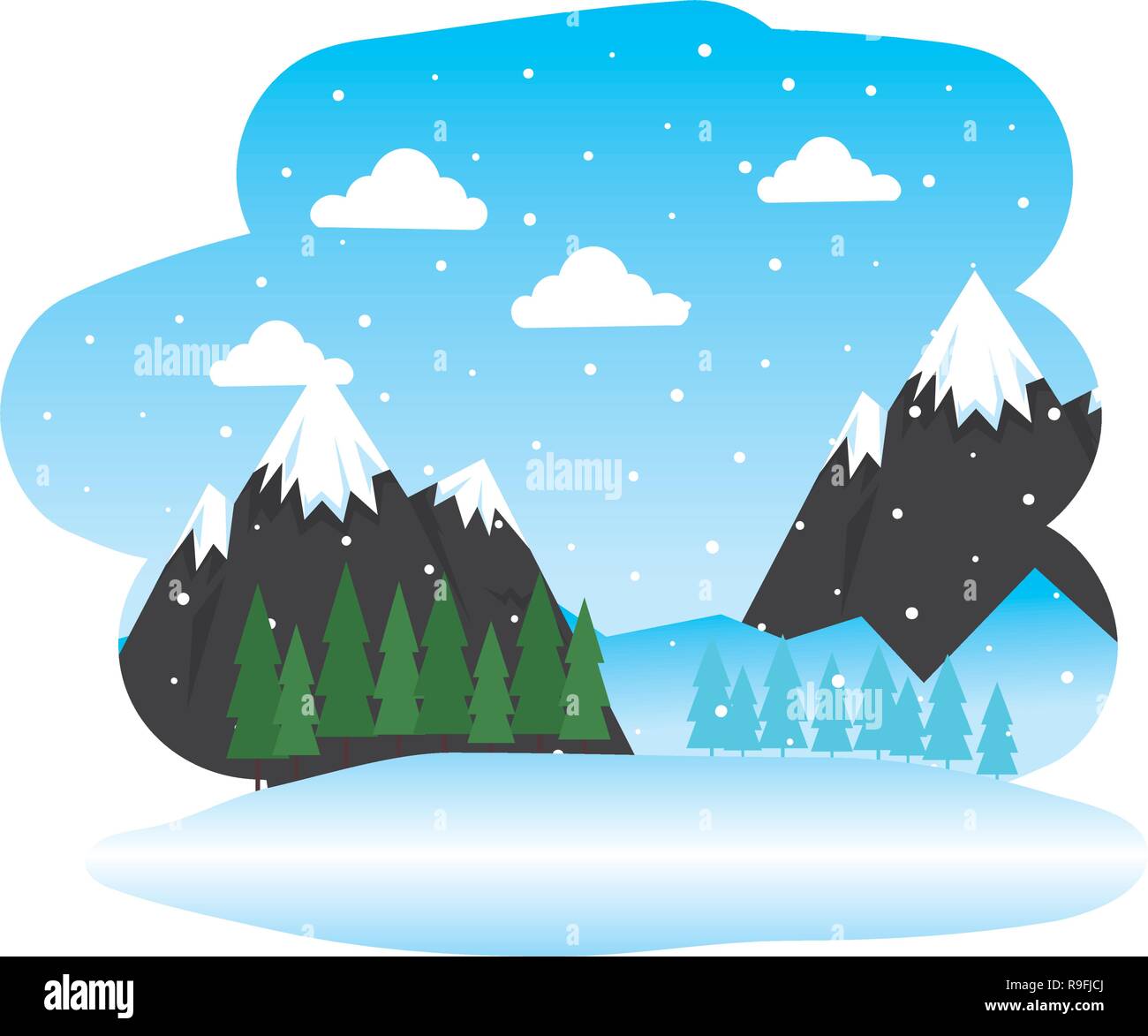 beautiful snowscape scene icon Stock Vector Image & Art - Alamy