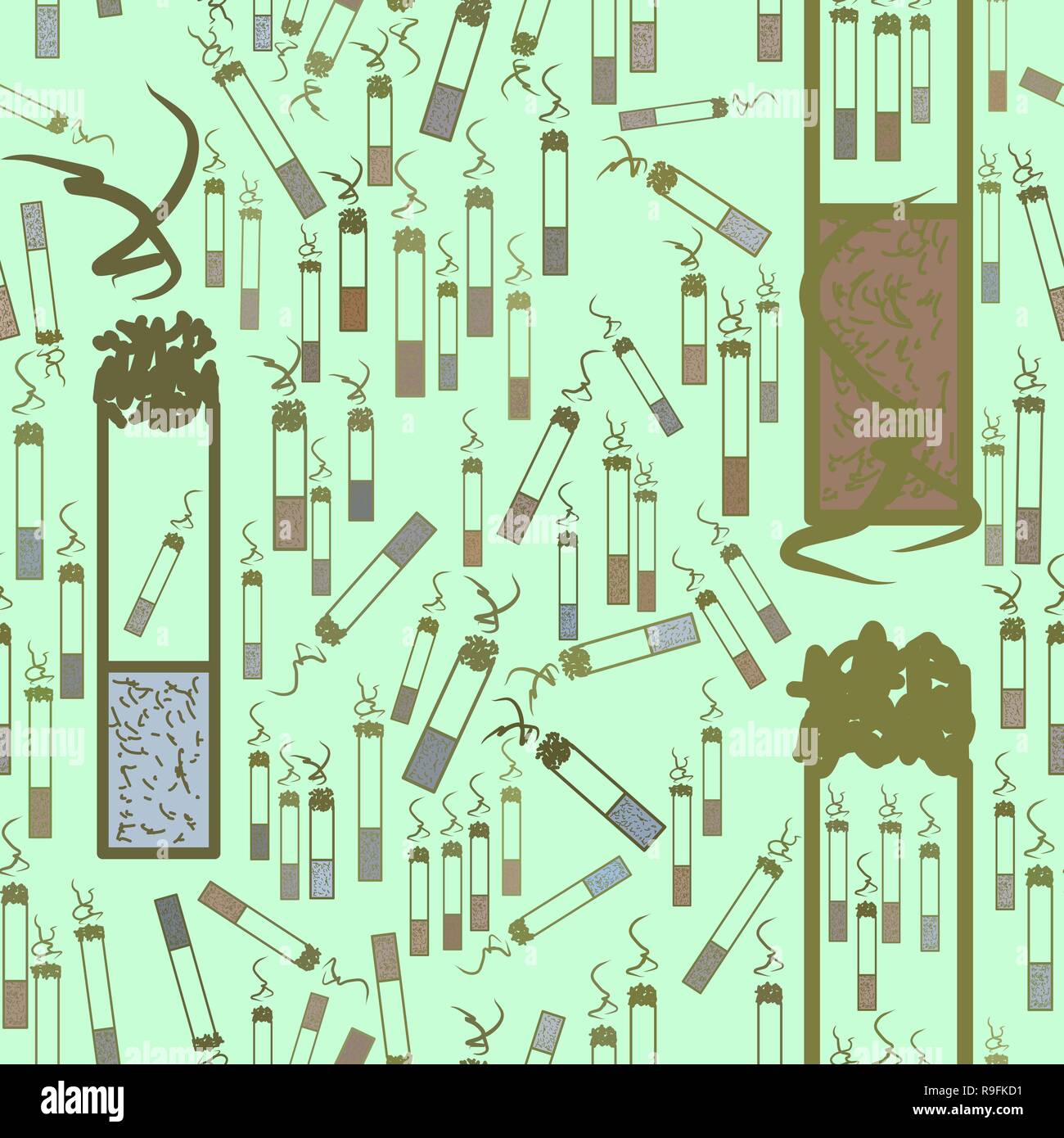 Seamless abstract cigarette illustrations background. Vector artwork. Stock Vector