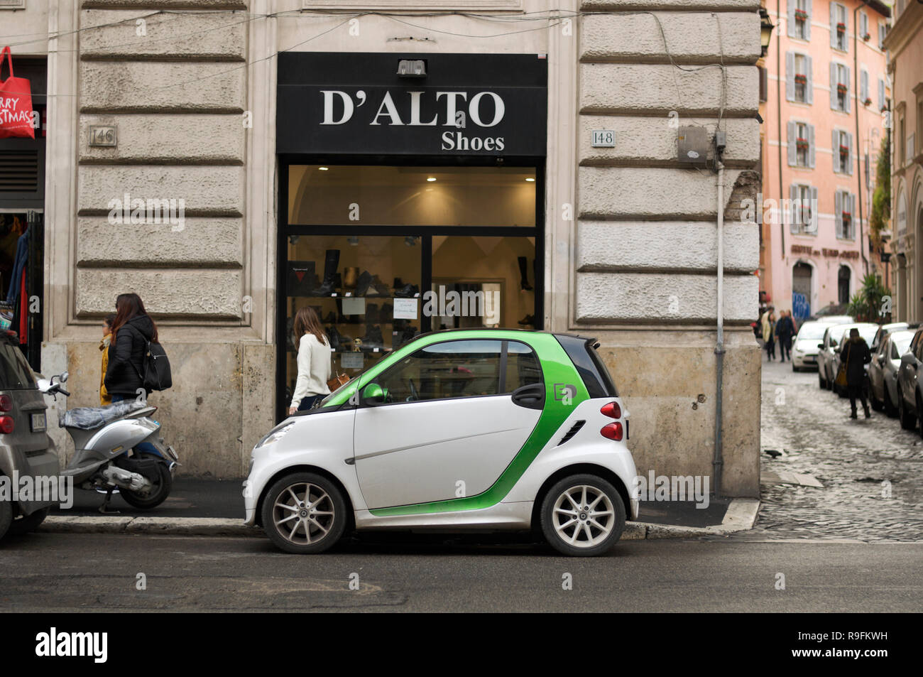 Smart electric drive car, in Rome, Lazio, Italy Stock Photo