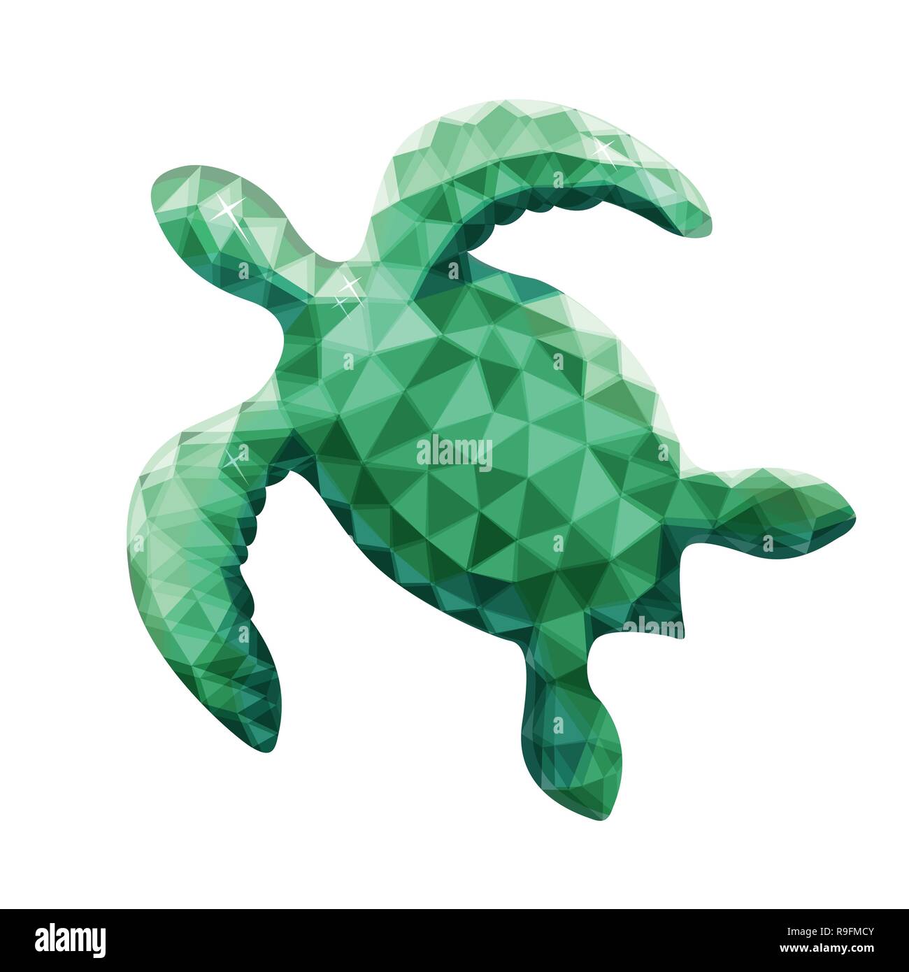 Vector design of turtle in low poly style. Animal of australia. Green ...