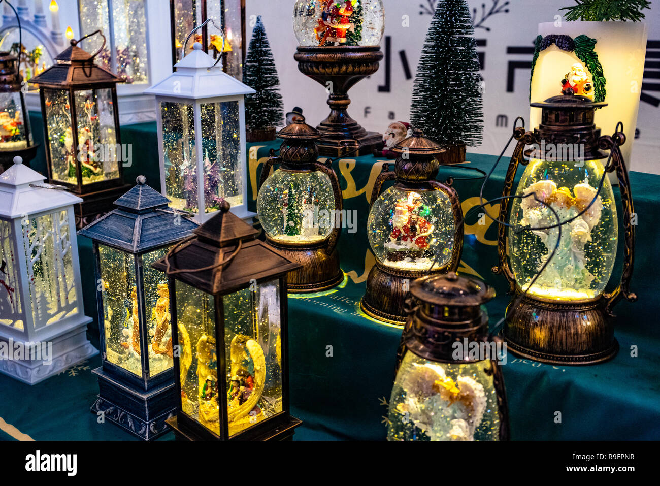 Christmas snow globes for sale shaped like lanterns Stock Photo Alamy