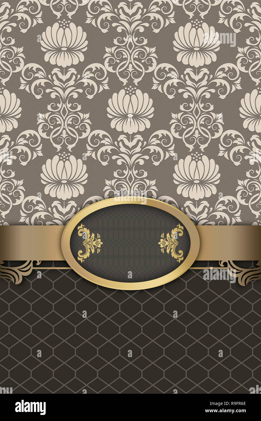Vintage Background With Floral Patterns And Decorative Golden
