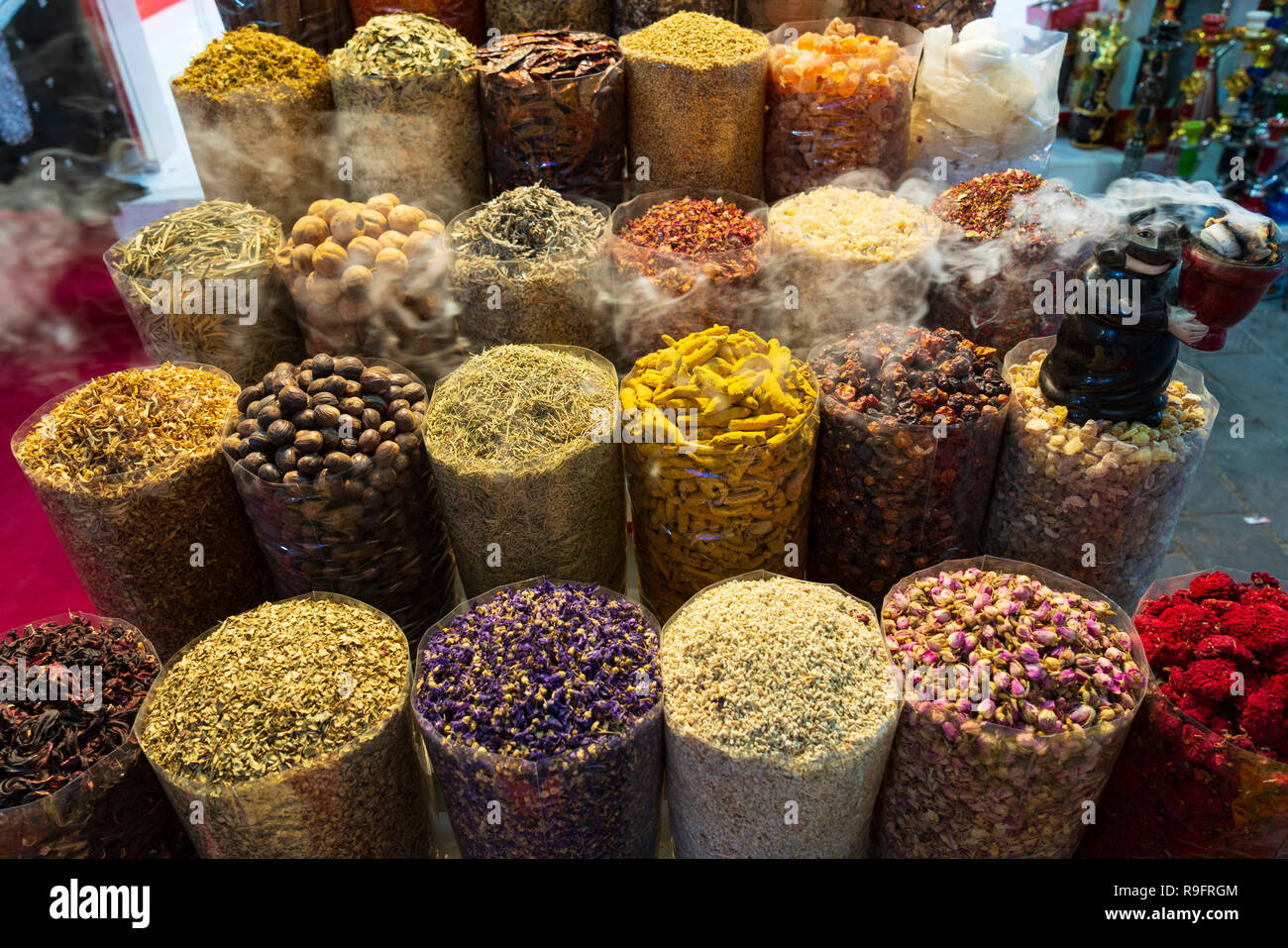 Spices on sale at Dubai Souk inn Dubai, united Arab Emirates Stock Photo