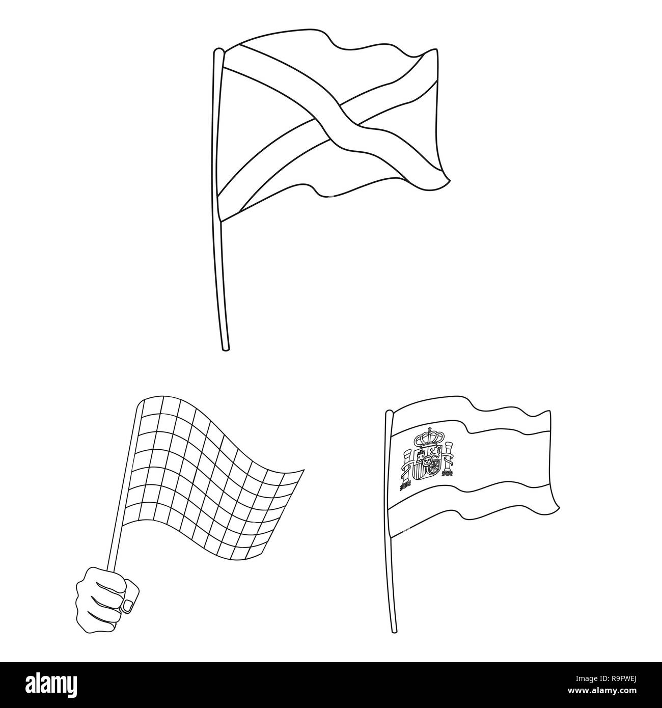 Vector illustration of world and flag symbol. Collection of world and