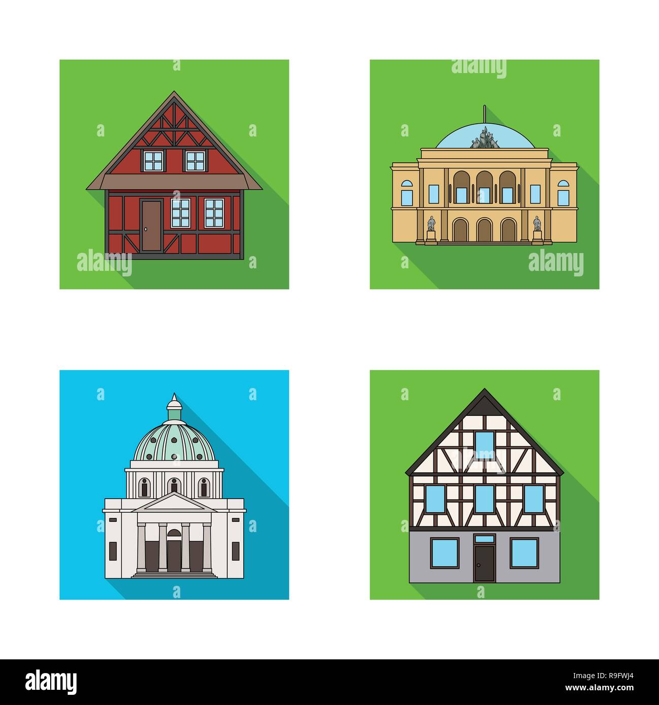 Vector illustration of building and city icon. Set of building and ...