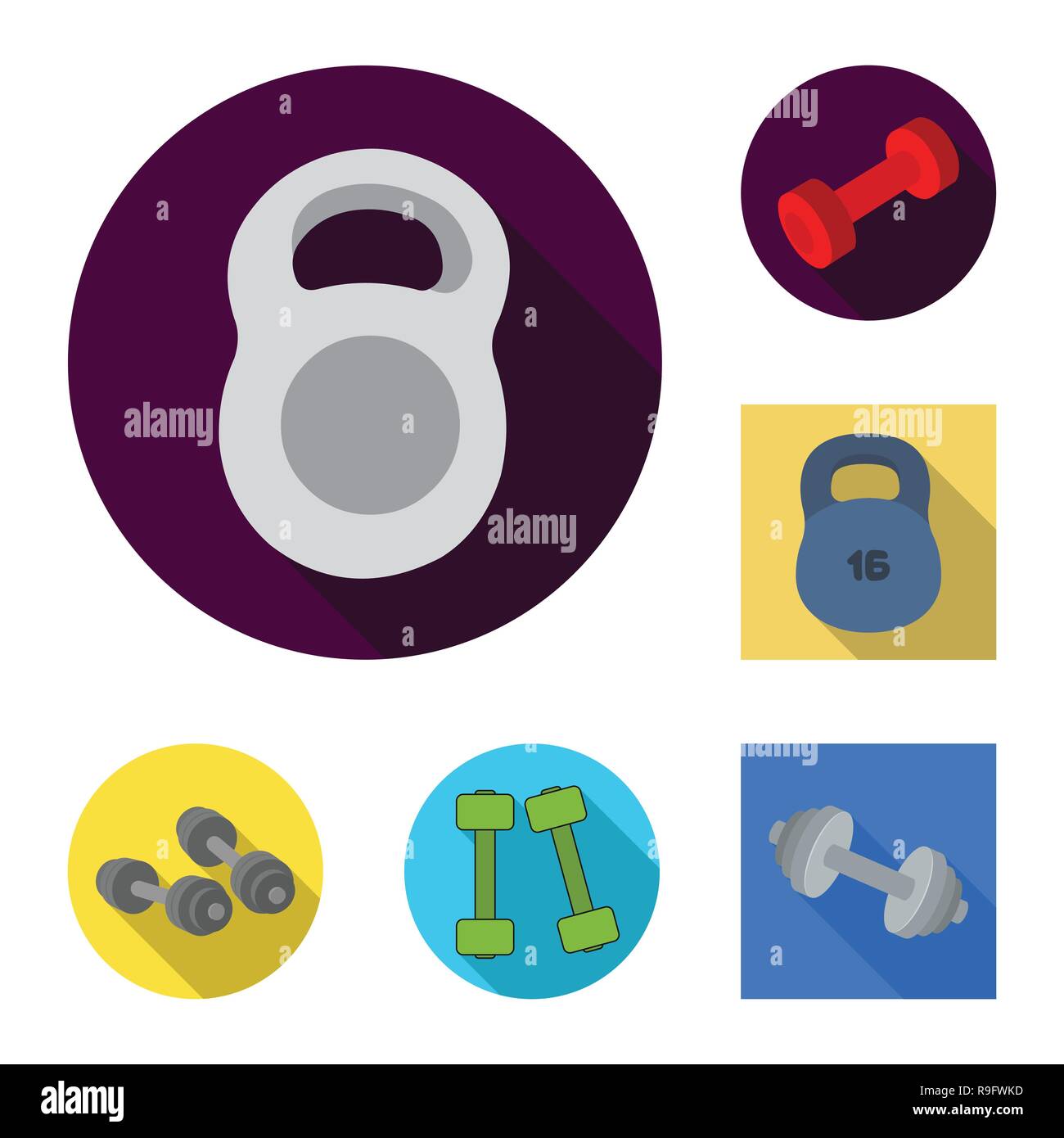 Vector illustration of weight and lifting symbol. Set of weight and ...