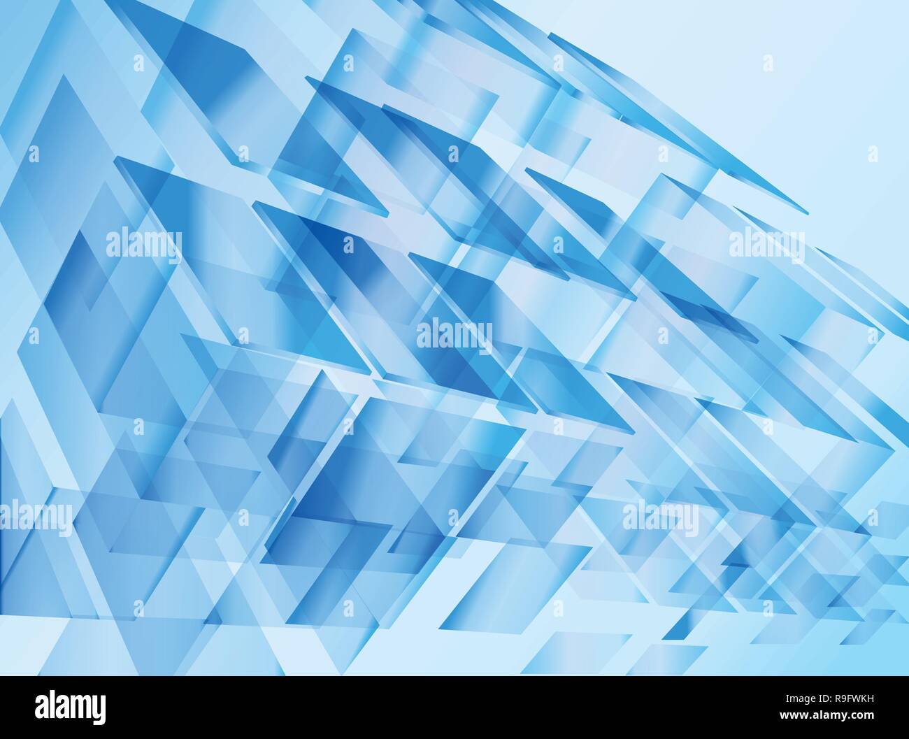 Blue and white abstract perspective cubes background in modern style - vector illustration. Backdrop for future technology, data science, computer sec Stock Vector