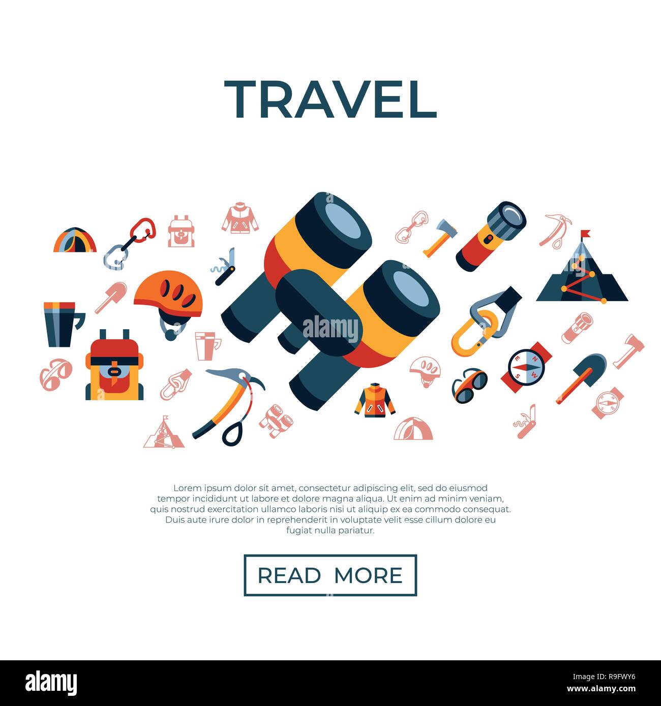 Digital vector mountaineering technology icons set infographics Stock Vector