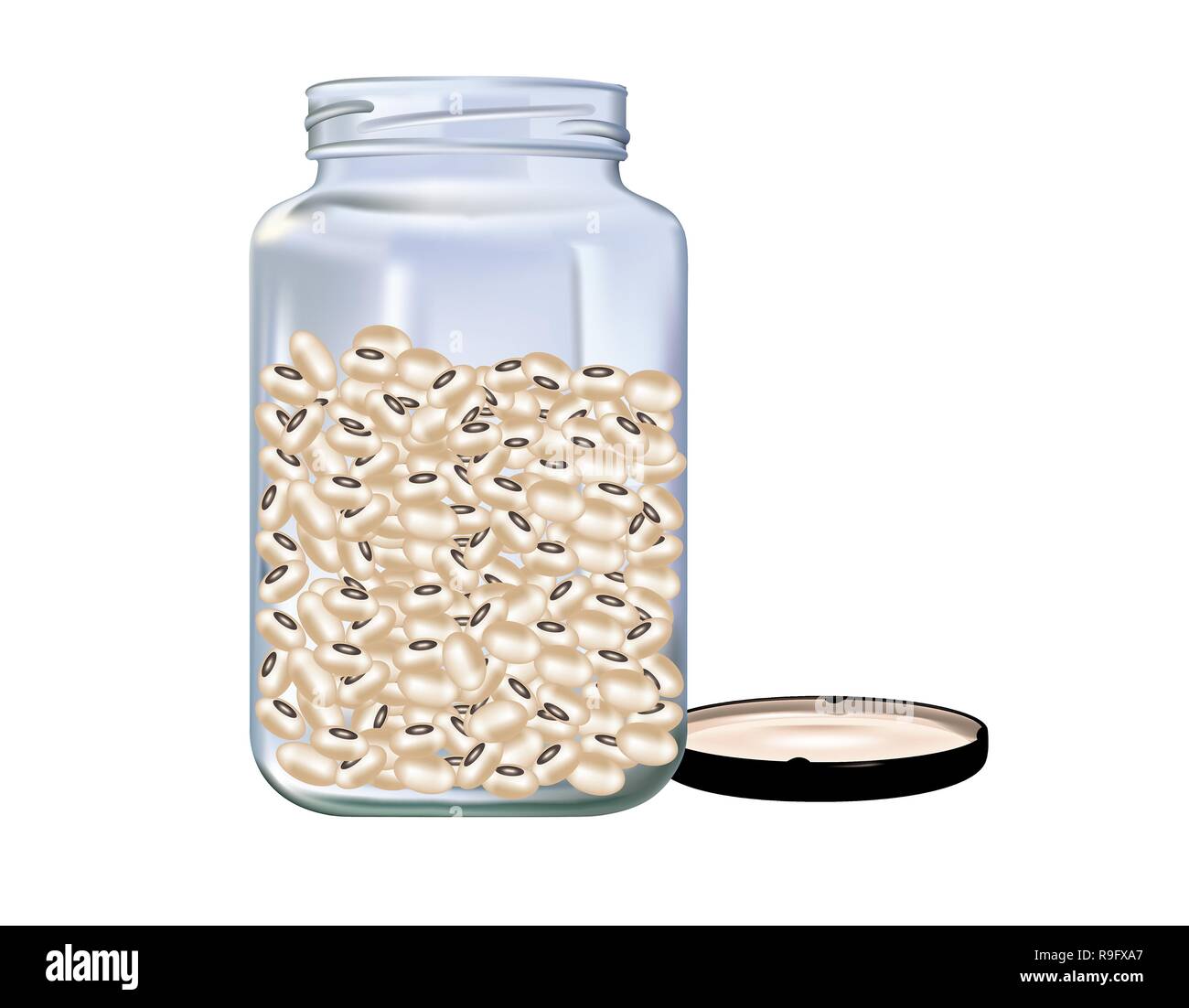 Dry soybeans in a clear glass jar isolated Stock Photo Alamy