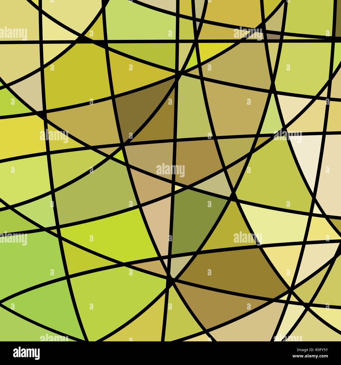 abstract vector stained-glass mosaic background - green and brown Stock ...