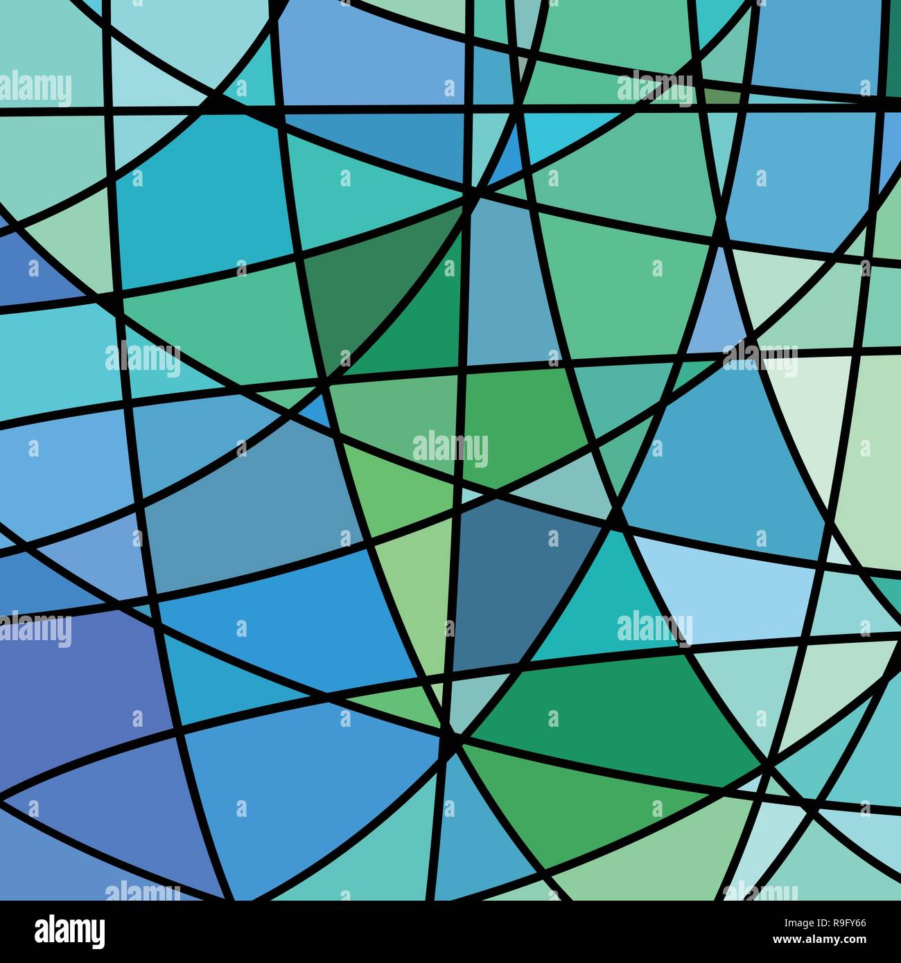 abstract vector stained-glass mosaic background - green and blue Stock ...