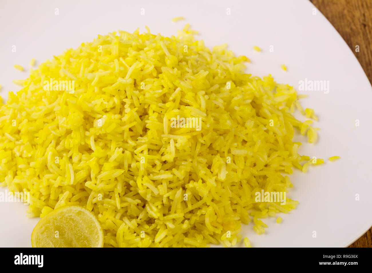 Yellow Rice India Indian traditional cuisine - Yellow Rice with Lime Stock Photo - Alamy