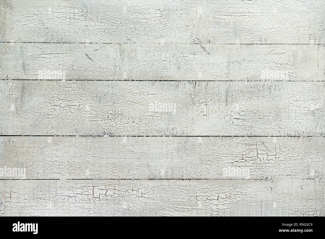 Old white weathered pine wood plank table top background Stock Photo