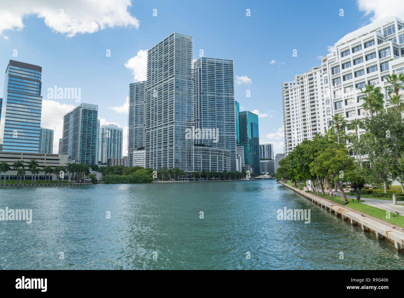 Hi-Rise Condominiums near Brickell Key in Miami, Florida Stock Photo