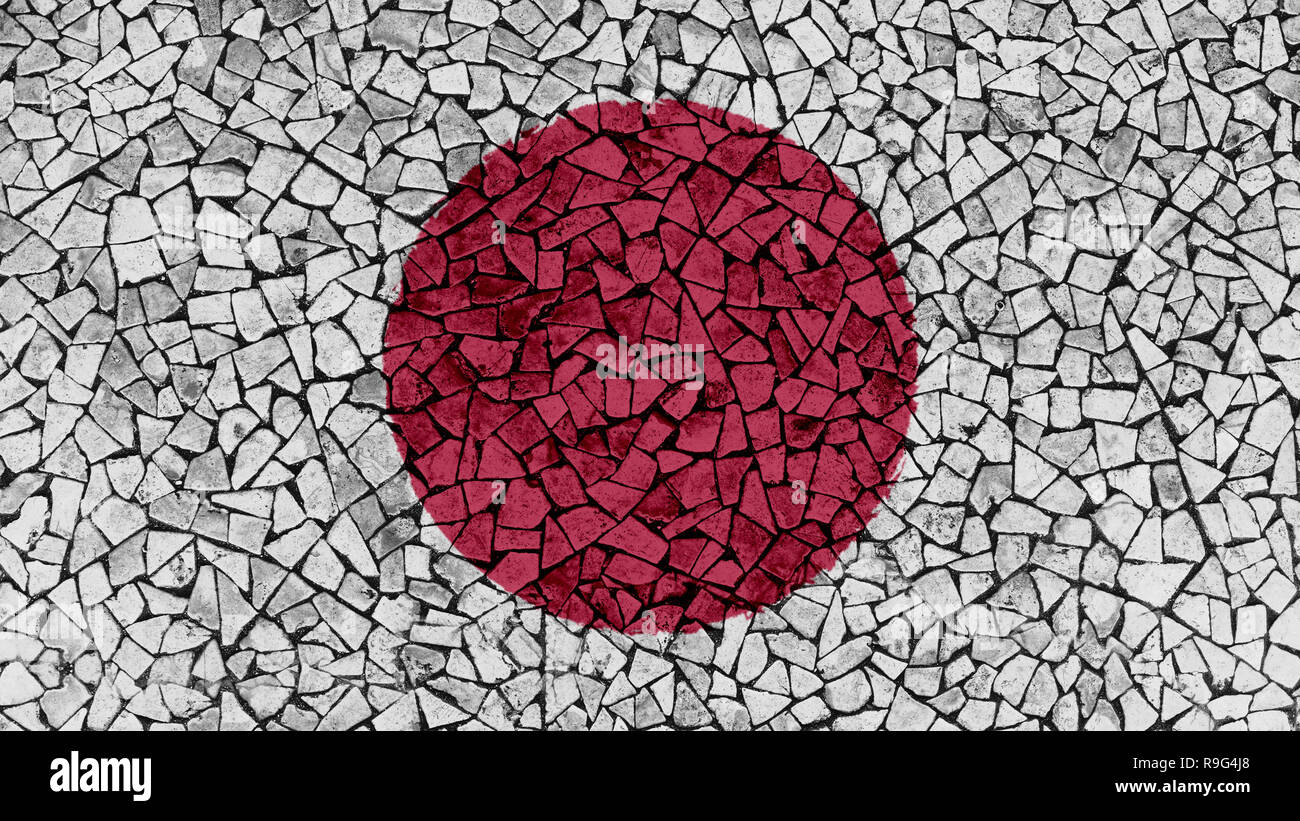 Mosaic Tiles Painting of Japan Flag, Background Texture Stock Photo Alamy
