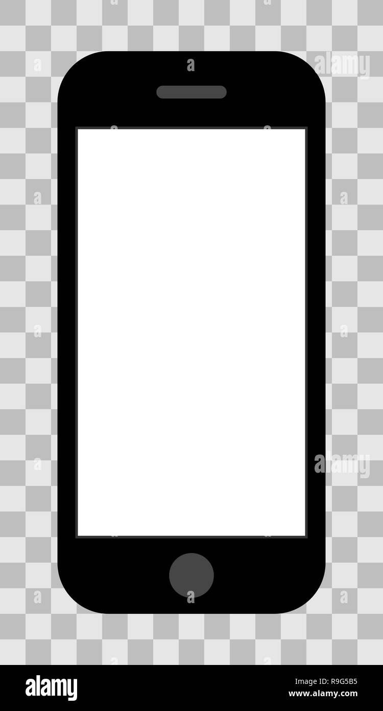 Smartphone icon black with turned on white screen, isolated vector