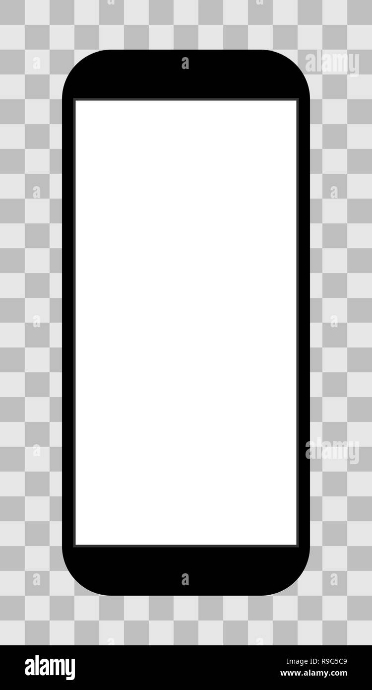 Smartphone icon black with turned on white screen, isolated vector