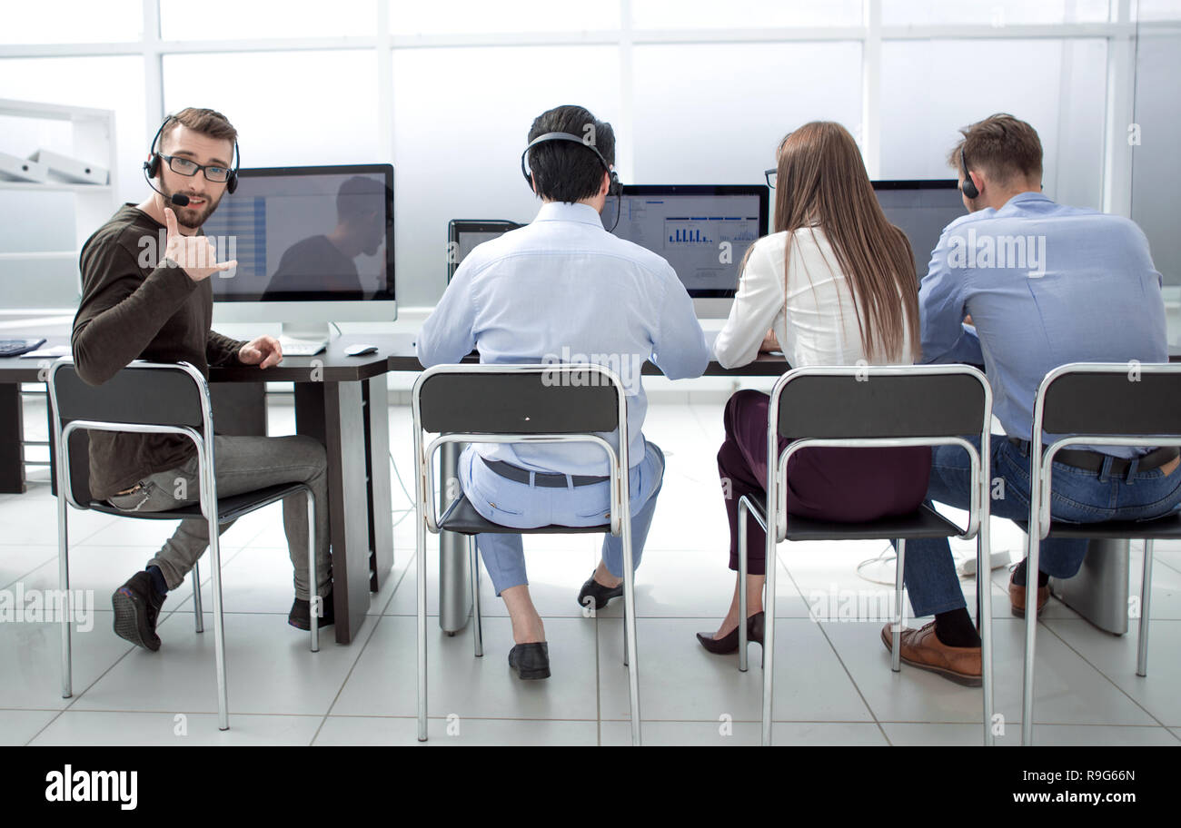 Rear view call center hi-res stock photography and images - Alamy