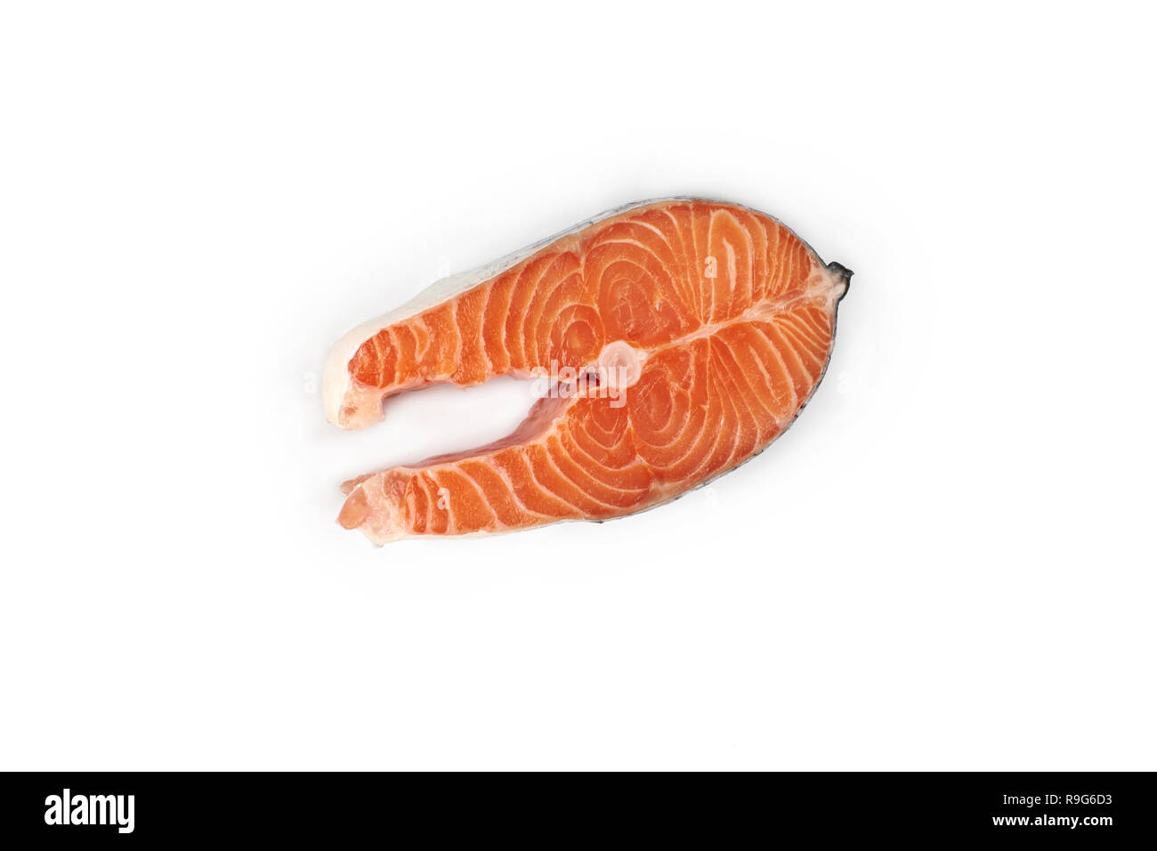 Slice of red fish salmon isolated on white background Stock Photo - Alamy