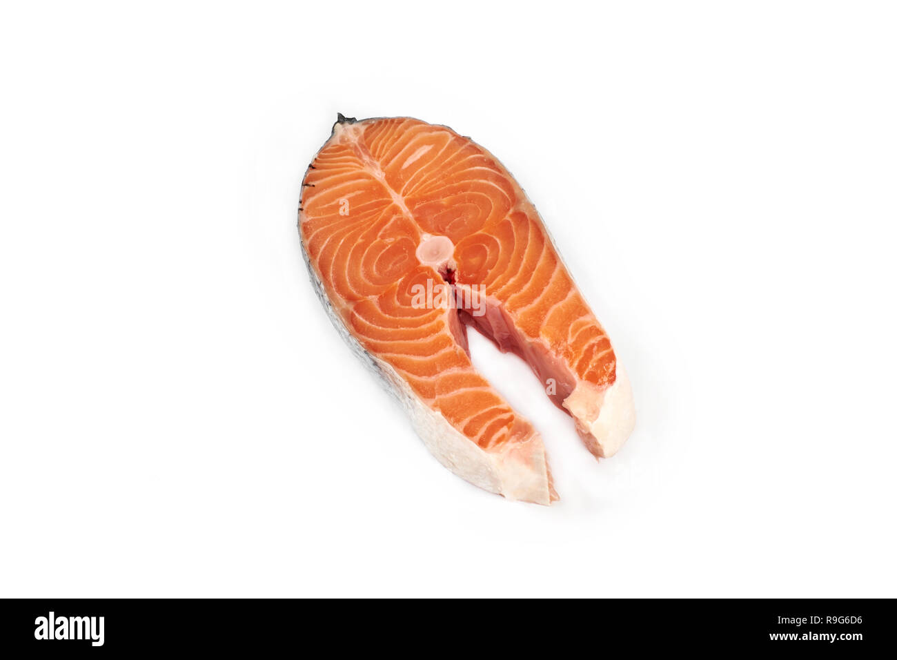 steak of a red fish salmon isolated on white background Stock Photo - Alamy