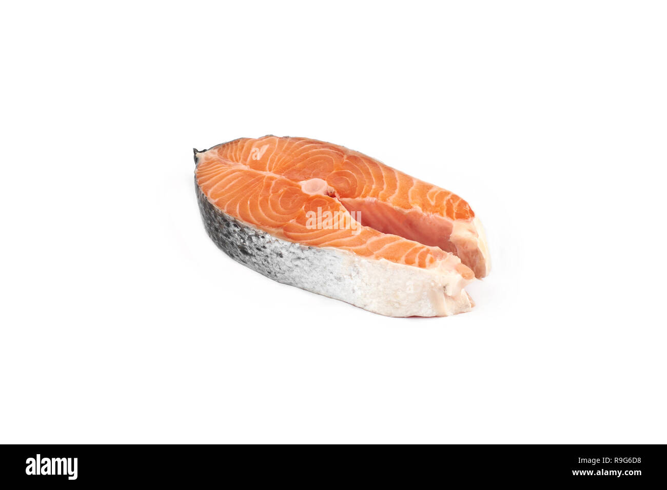 steak of a red fish salmon isolated on white background Stock Photo - Alamy