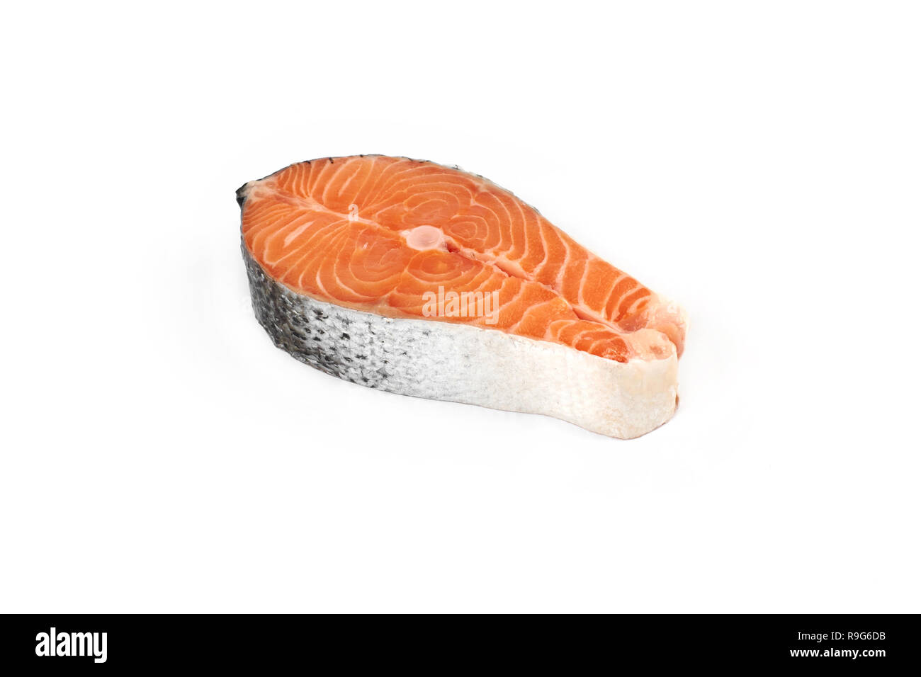 Raw steak of a red fish salmon isolated on white background Stock Photo ...