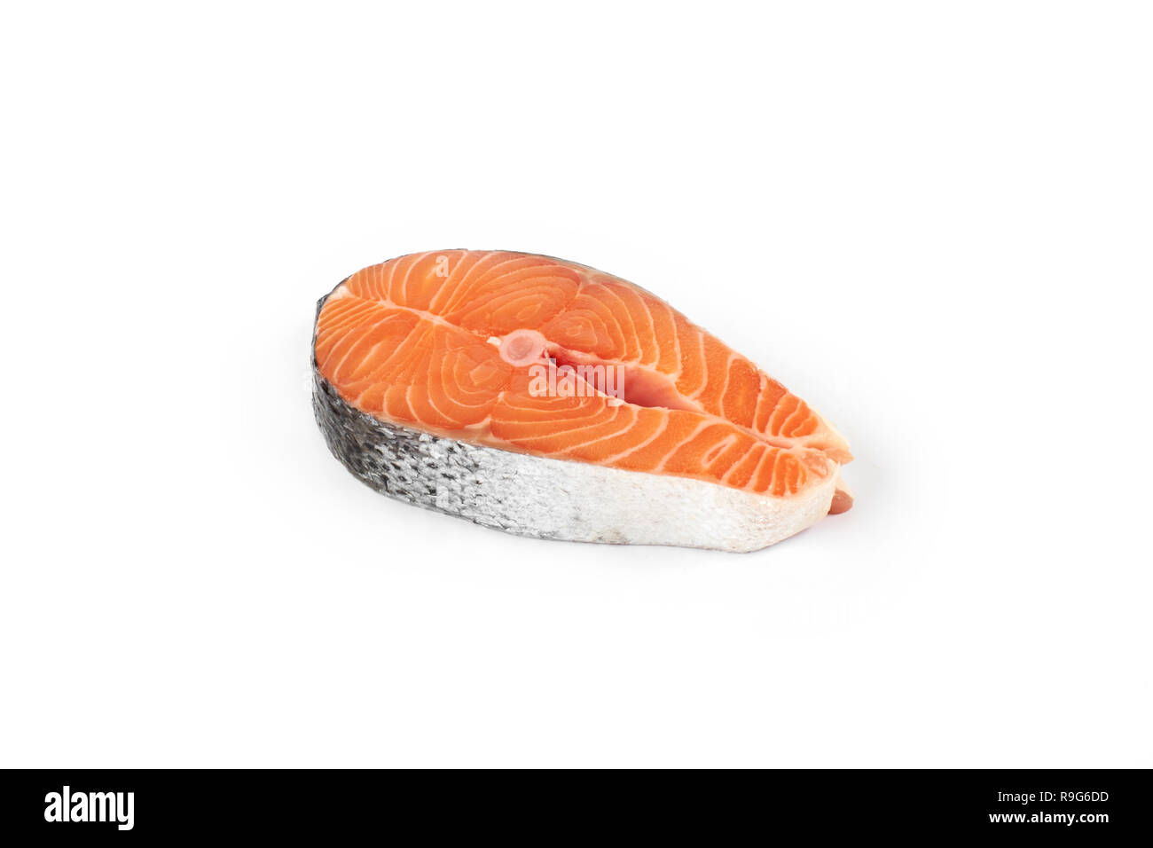 Raw steak of a red fish salmon isolated on white background Stock Photo ...