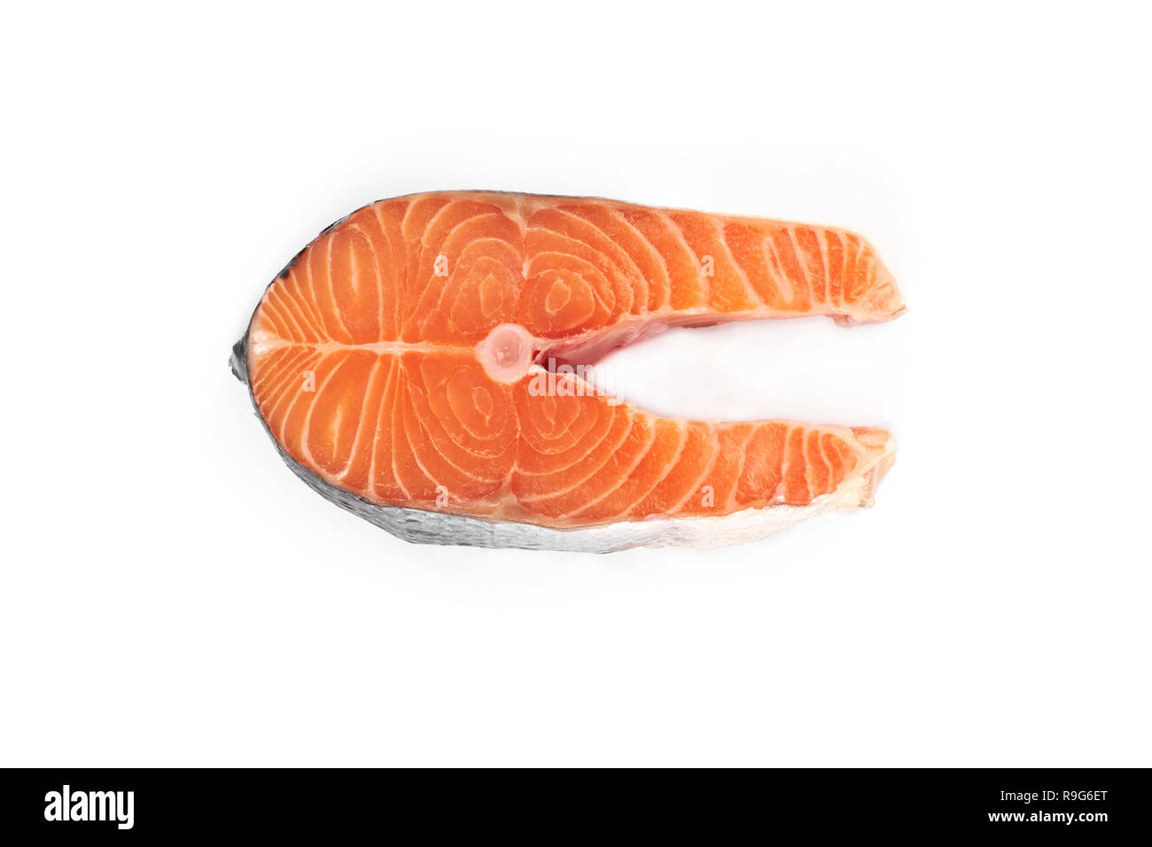 Raw steak of a red fish salmon isolated on white background Stock Photo ...