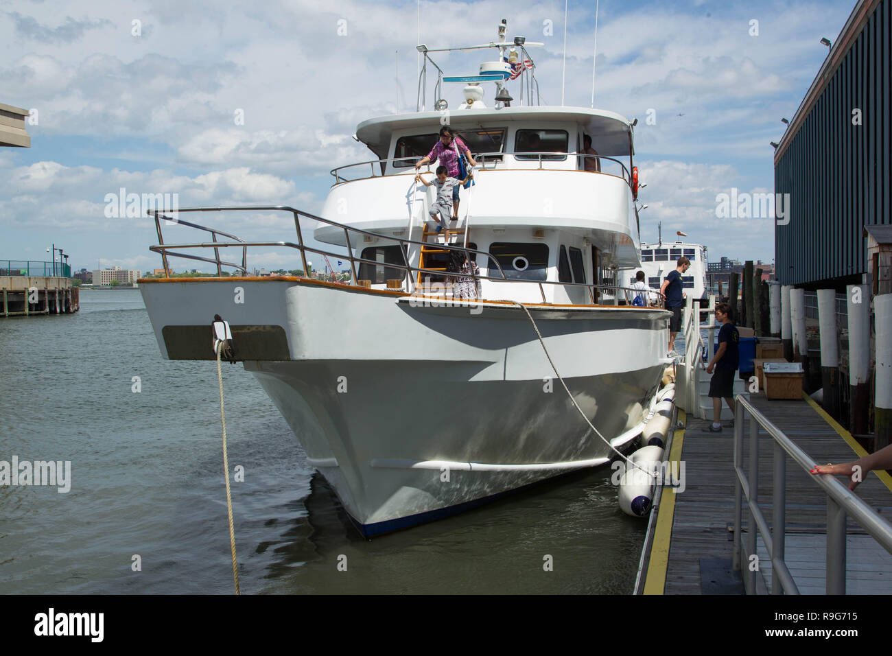 NEW YORK, NY - JUNE 21:  Boat docked prior after The 2015 Father's Day Cruise on New York Health and Racquet Yacht on June 21, 2015 in New York City. (Photo by Steve Mack/S.D. Mack Pictures) Stock Photo