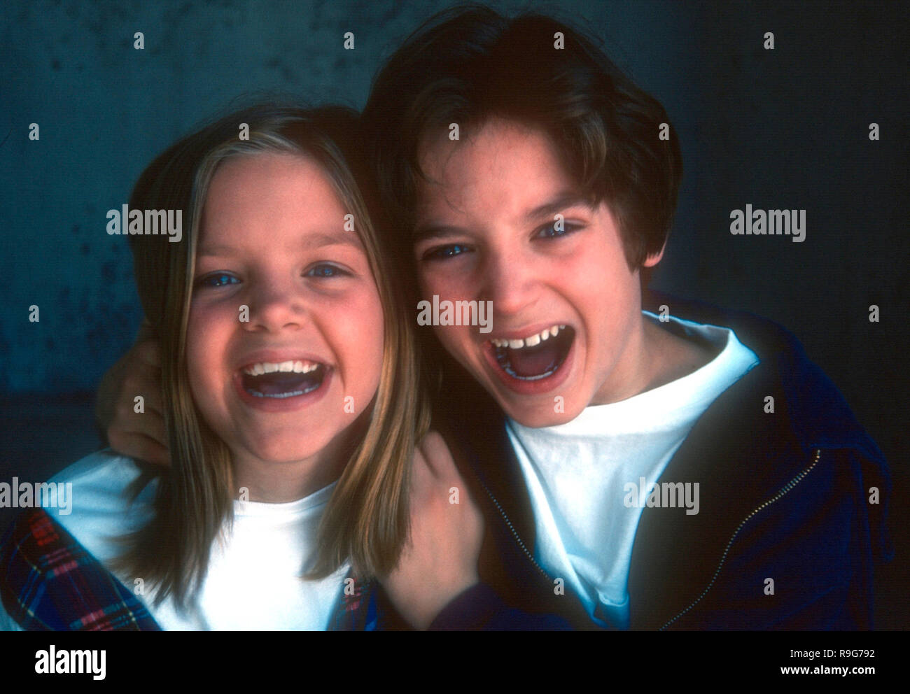 LOS ANGELES, CA -JUNE 6: (EXCLUSIVE) Actress Hannah Wood and brother actor Elijah Wood pose at a photo shoot on June 6, 1993 in Los Angeles, California. Photo by Barry King/Alamy Stock Photo Stock Photo